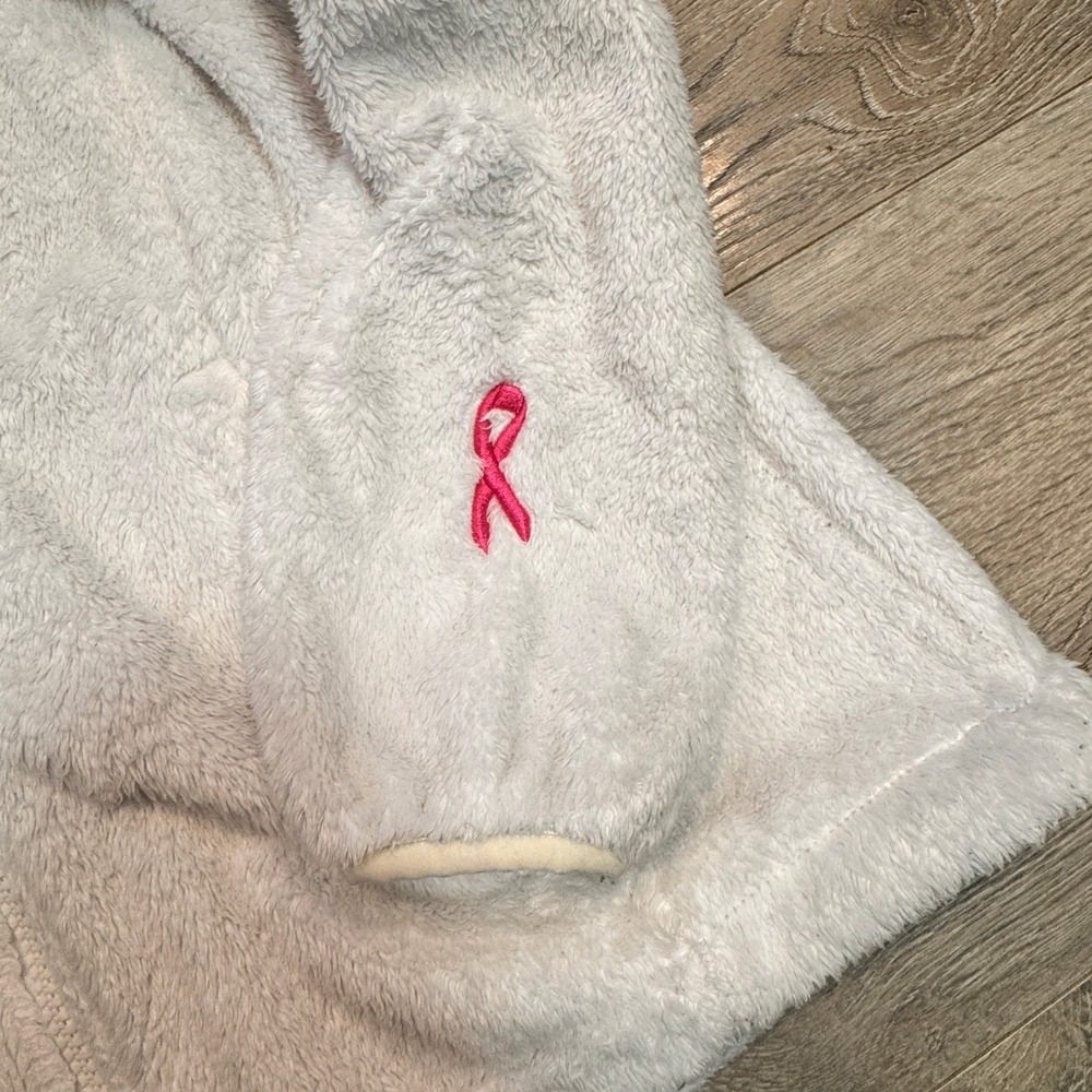 The North Face Womens Fleece Jacket Fuzzy Pink Ribbon Logo Size Small S - Picture 12 of 13